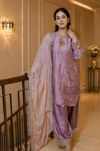 Rosewood Blush – Embroidered Satin Silk Farshi Set