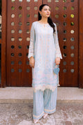 Sky Blue Embroidered Kurta Set (Khaddi Net)