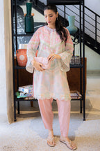 Light Pink Embroidered Kurta Set (Munar)