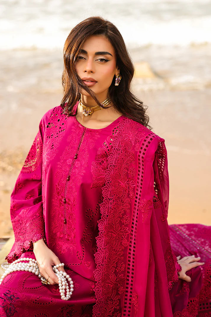 Deep Fuchsia Embroidered Lawn 3-Piece Set