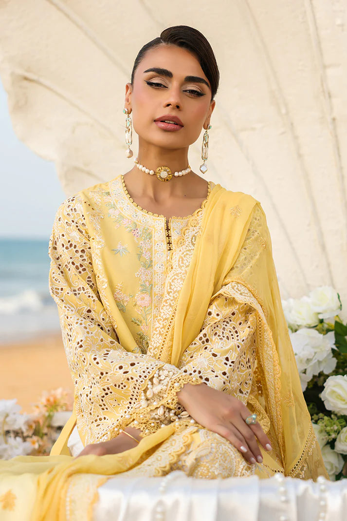 Butter Yellow Embroidered Lawn 3-Piece Set