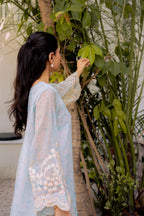 Sky Blue Embroidered Kurta Set (Khaddi Net)