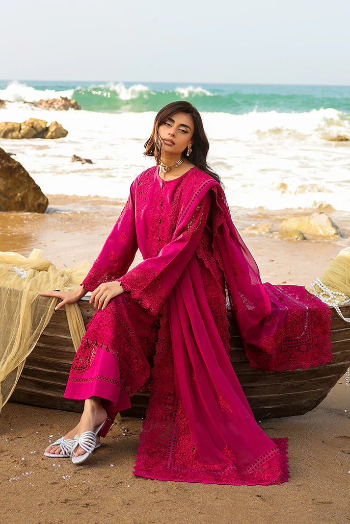 Deep Fuchsia Embroidered Lawn 3-Piece Set