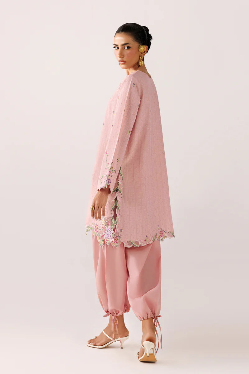 Blush Self Jacquard Dhoti Set