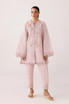 Powder Pink Self Jacquard 2-Piece Suit