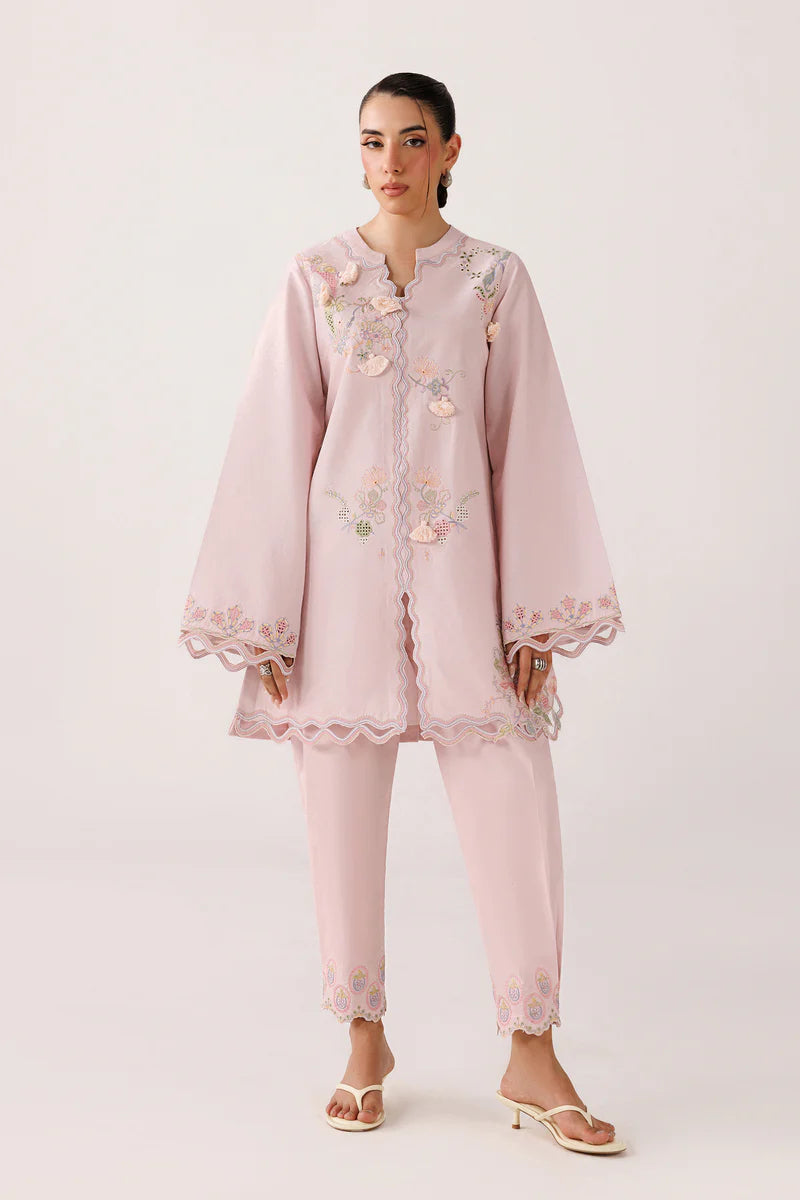 Powder Pink Self Jacquard 2-Piece Suit