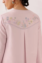 Powder Pink Self Jacquard 2-Piece Suit