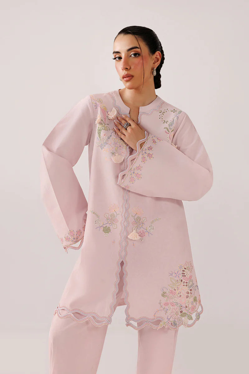 Powder Pink Self Jacquard 2-Piece Suit