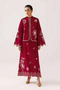 Red Self Jacquard 2-Piece Skirt Set