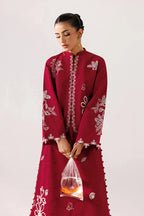 Red Self Jacquard 2-Piece Skirt Set