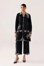 Black Self Jacquard 2-Piece Suit