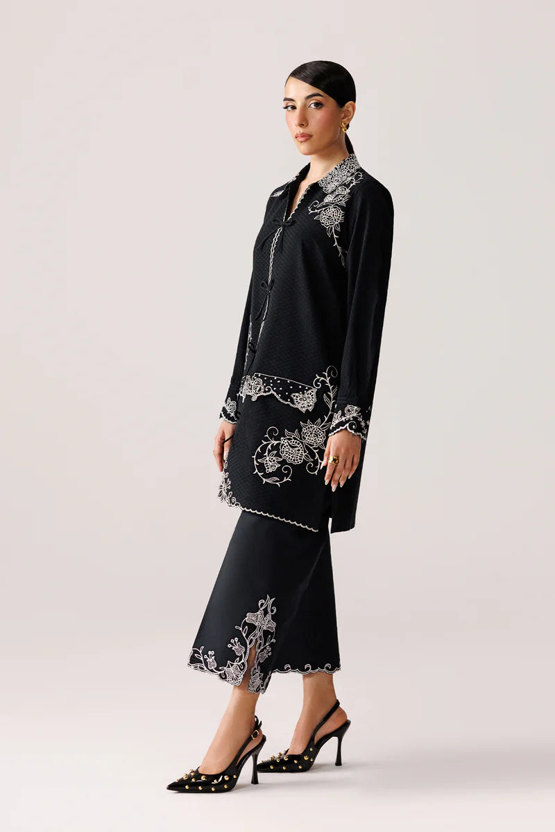 Black Self Jacquard 2-Piece Suit
