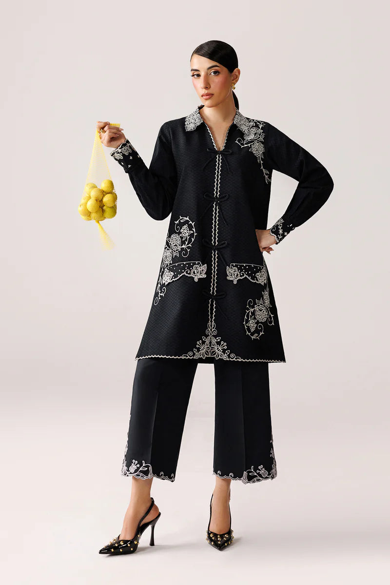 Black Self Jacquard 2-Piece Suit