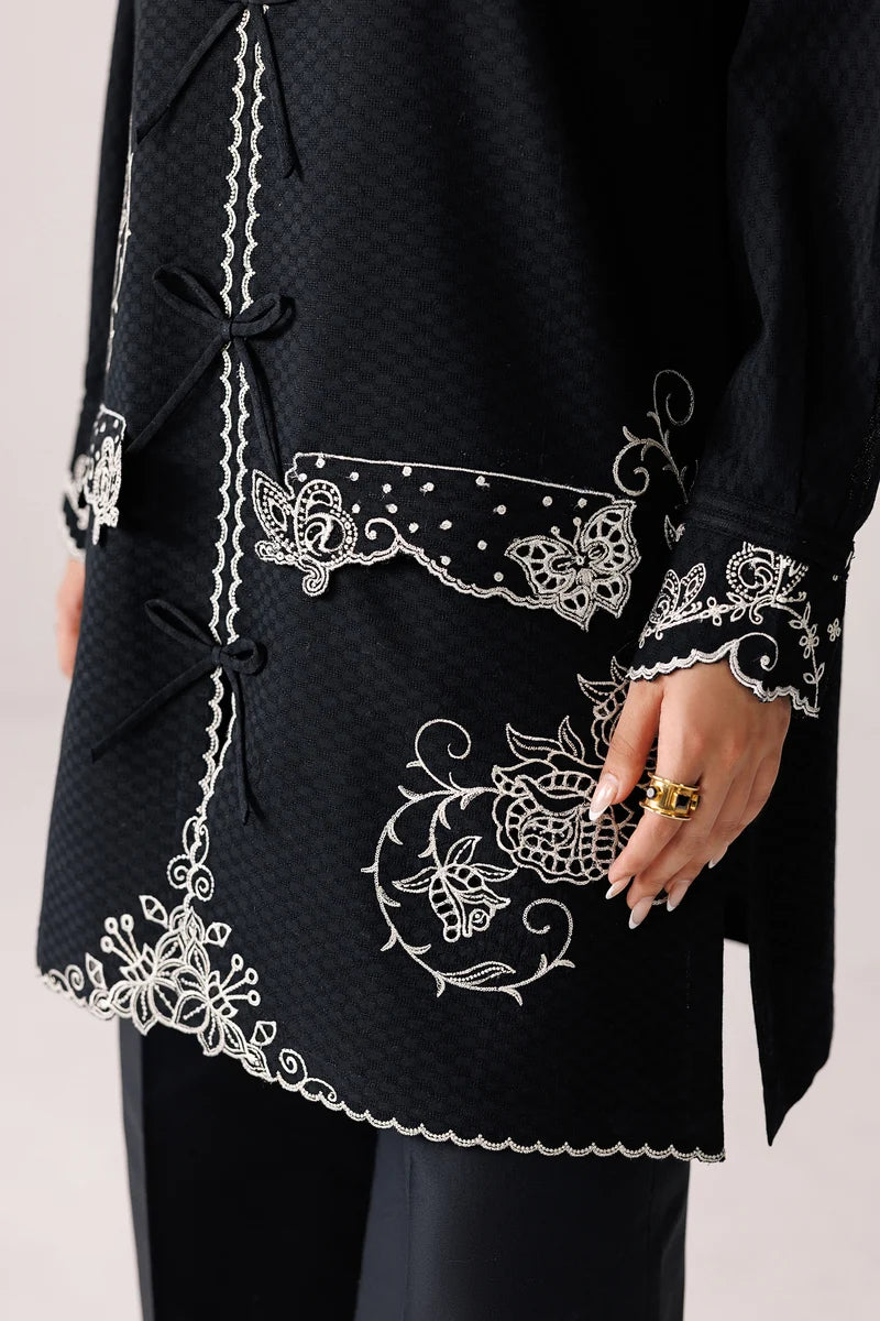 Black Self Jacquard 2-Piece Suit