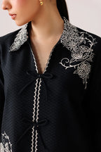 Black Self Jacquard 2-Piece Suit