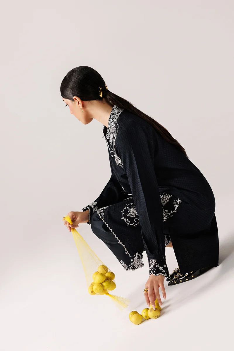 Black Self Jacquard 2-Piece Suit