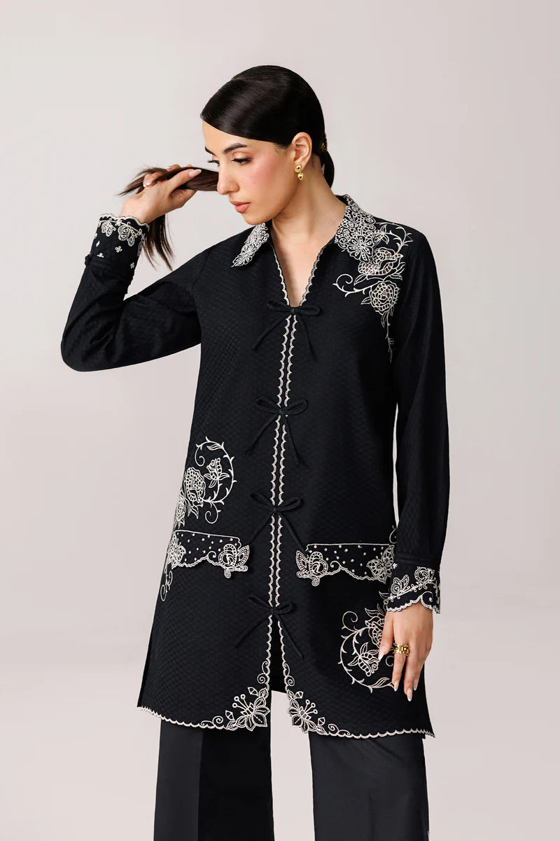 Black Self Jacquard 2-Piece Suit