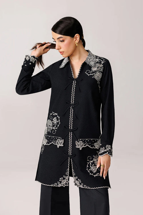 Black Self Jacquard 2-Piece Suit