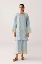 Powder Blue Self Jacquard 2-Piece Suit