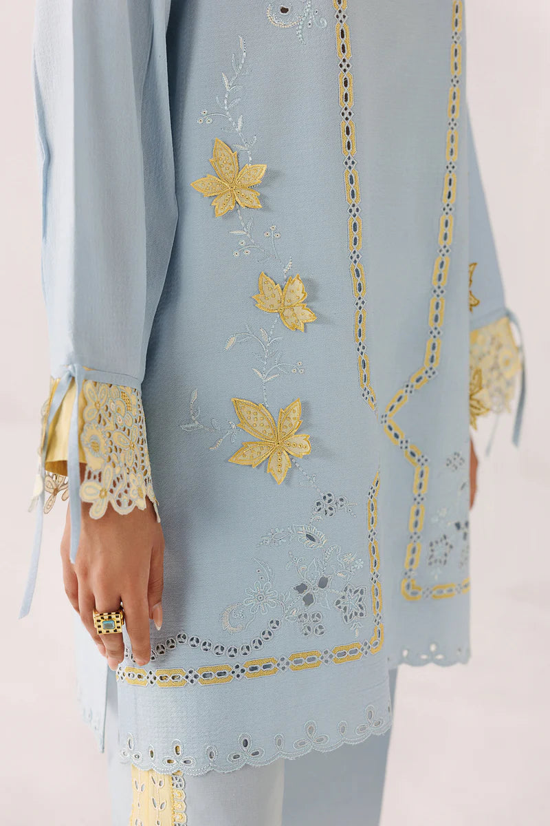 Powder Blue Self Jacquard 2-Piece Suit