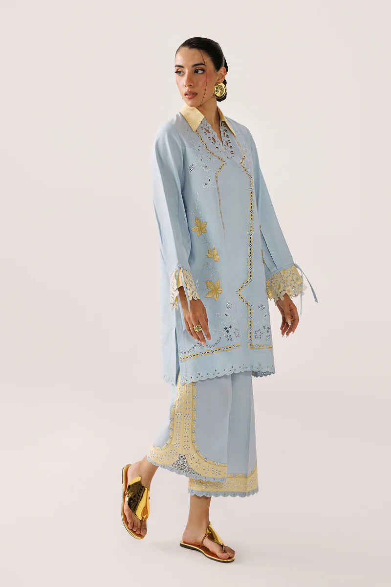 Powder Blue Self Jacquard 2-Piece Suit