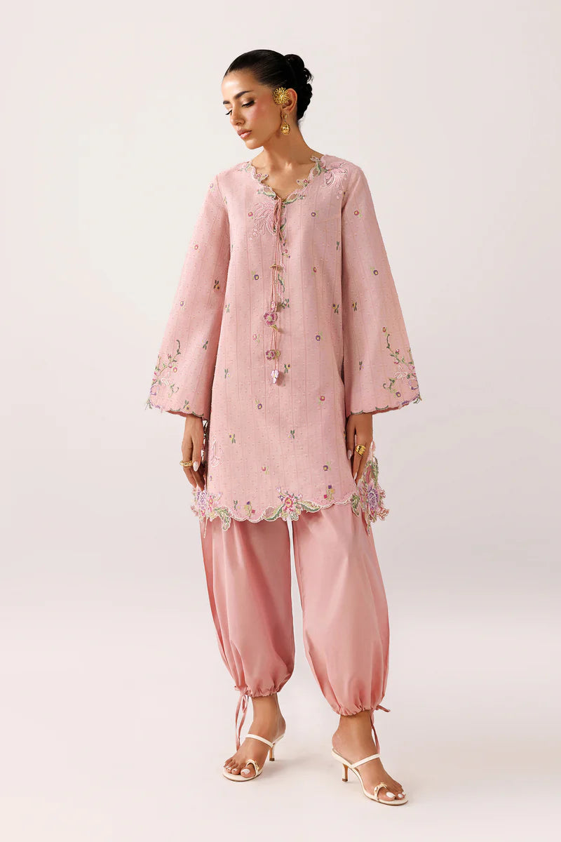 Blush Self Jacquard Dhoti Set