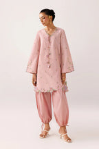 Blush Self Jacquard Dhoti Set