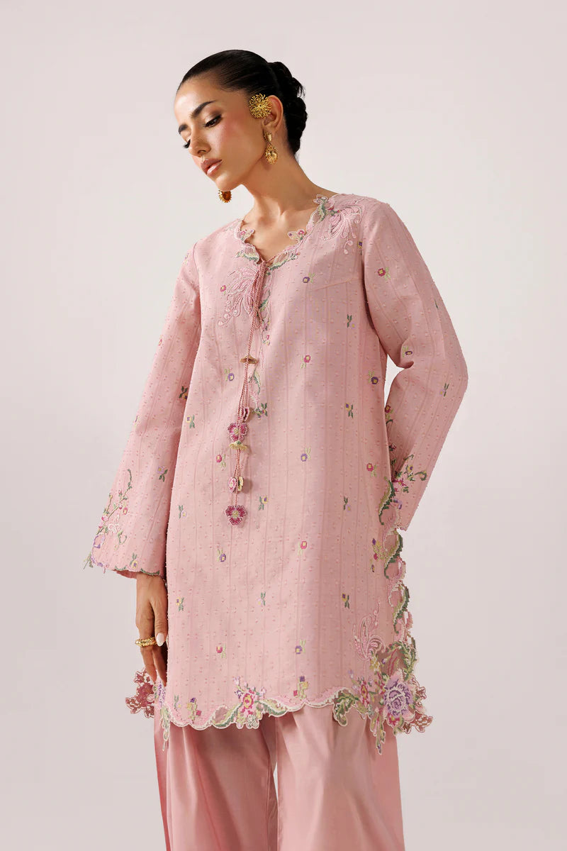Blush Self Jacquard Dhoti Set