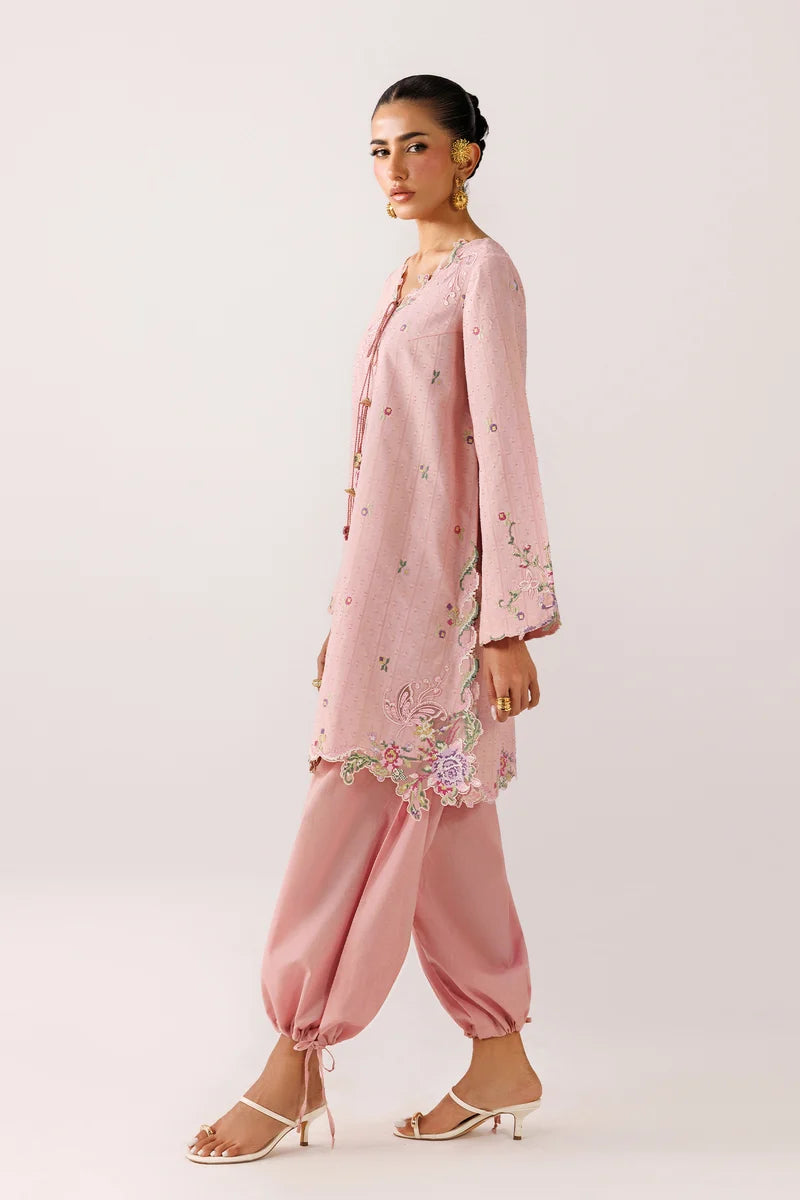Blush Self Jacquard Dhoti Set