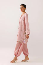 Blush Self Jacquard Dhoti Set