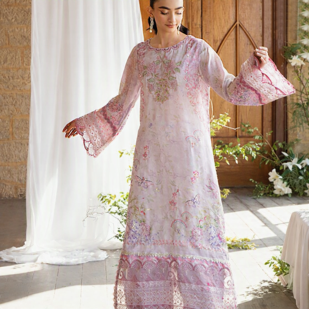Embroidered Satin Silk Kurta Set