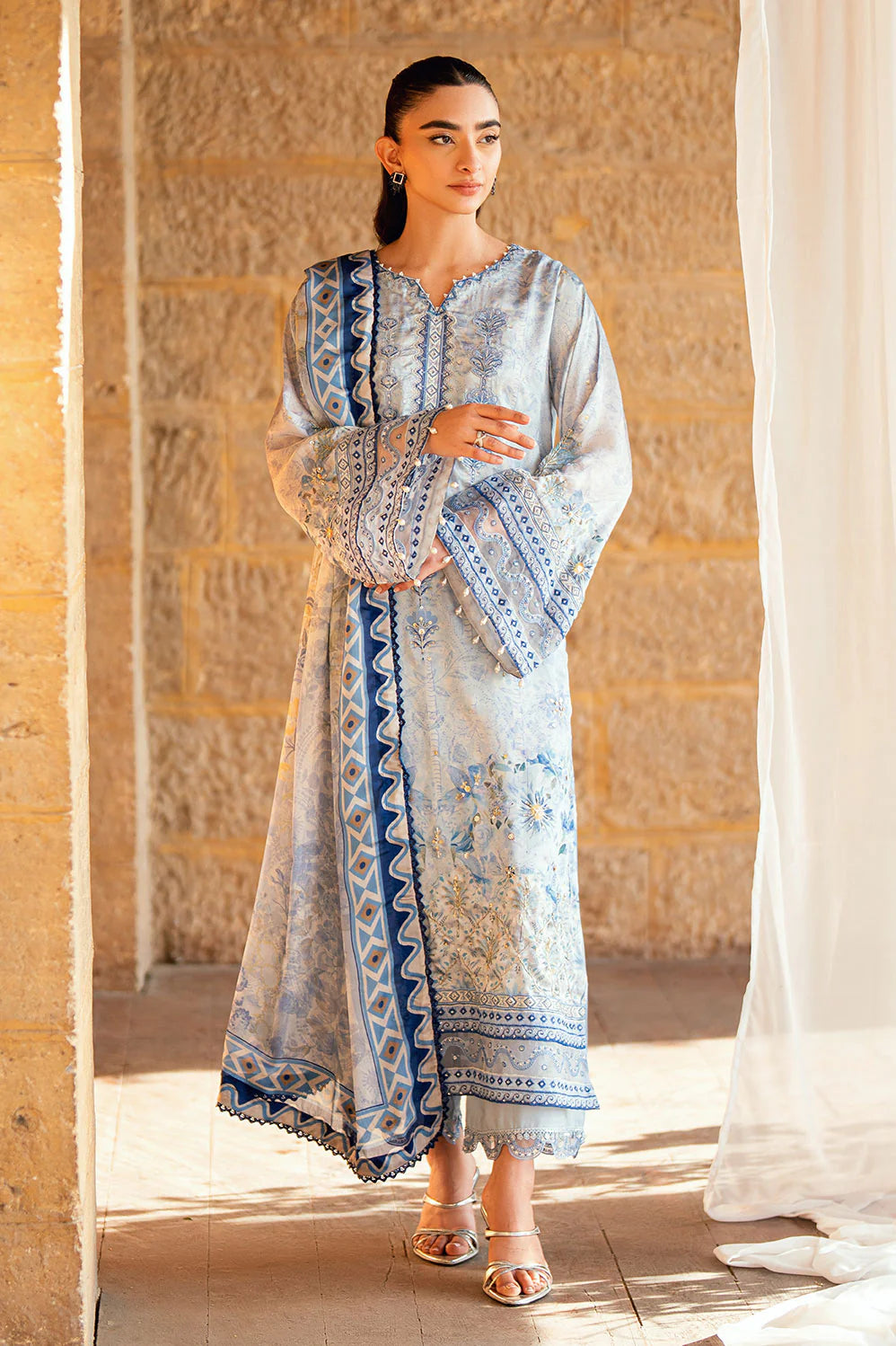 Sky Blue Hand Embellished Kurta Set