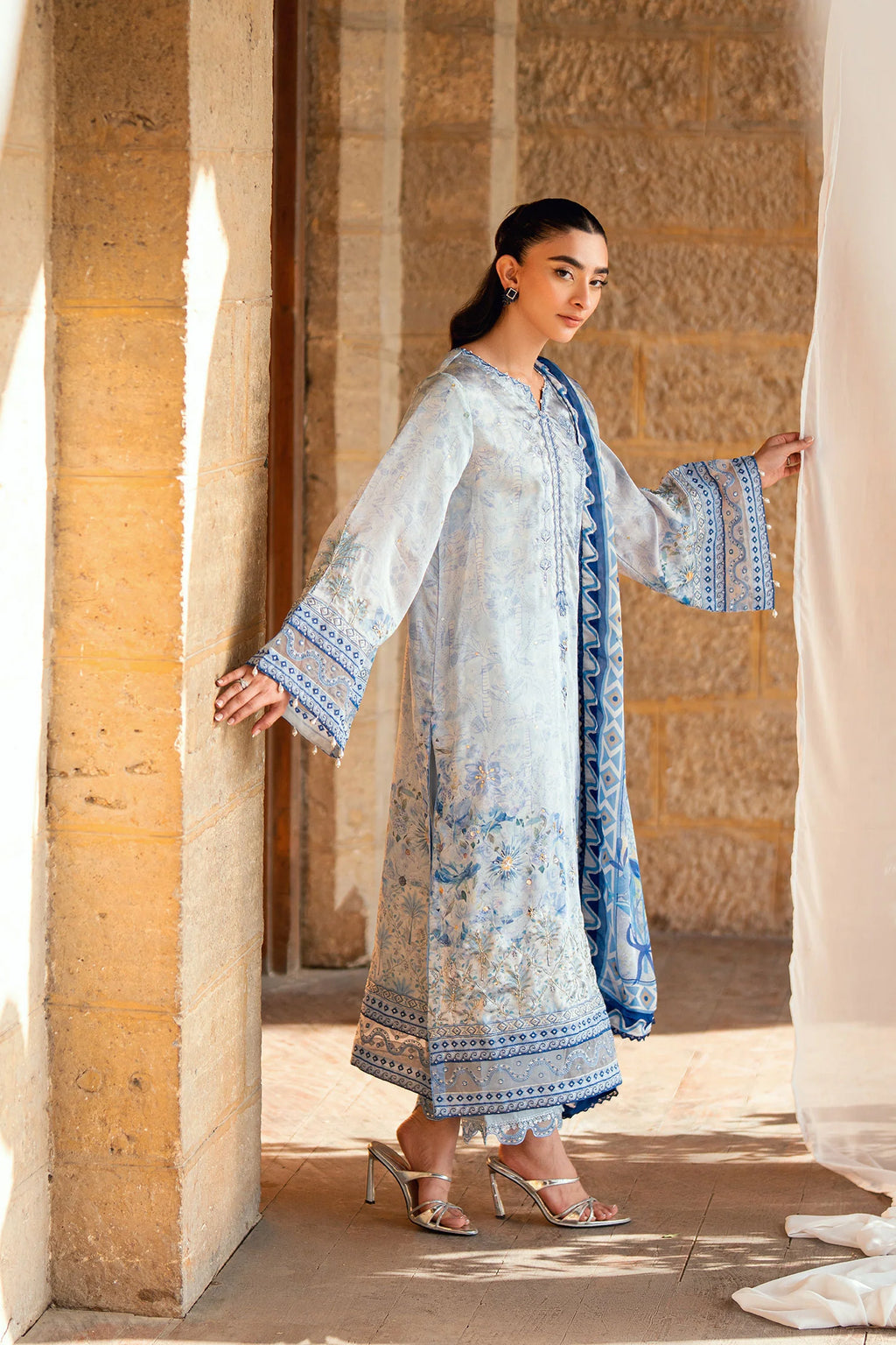 Sky Blue Hand Embellished Kurta Set