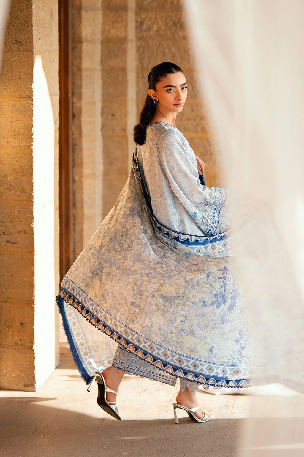 Sky Blue Hand Embellished Kurta Set