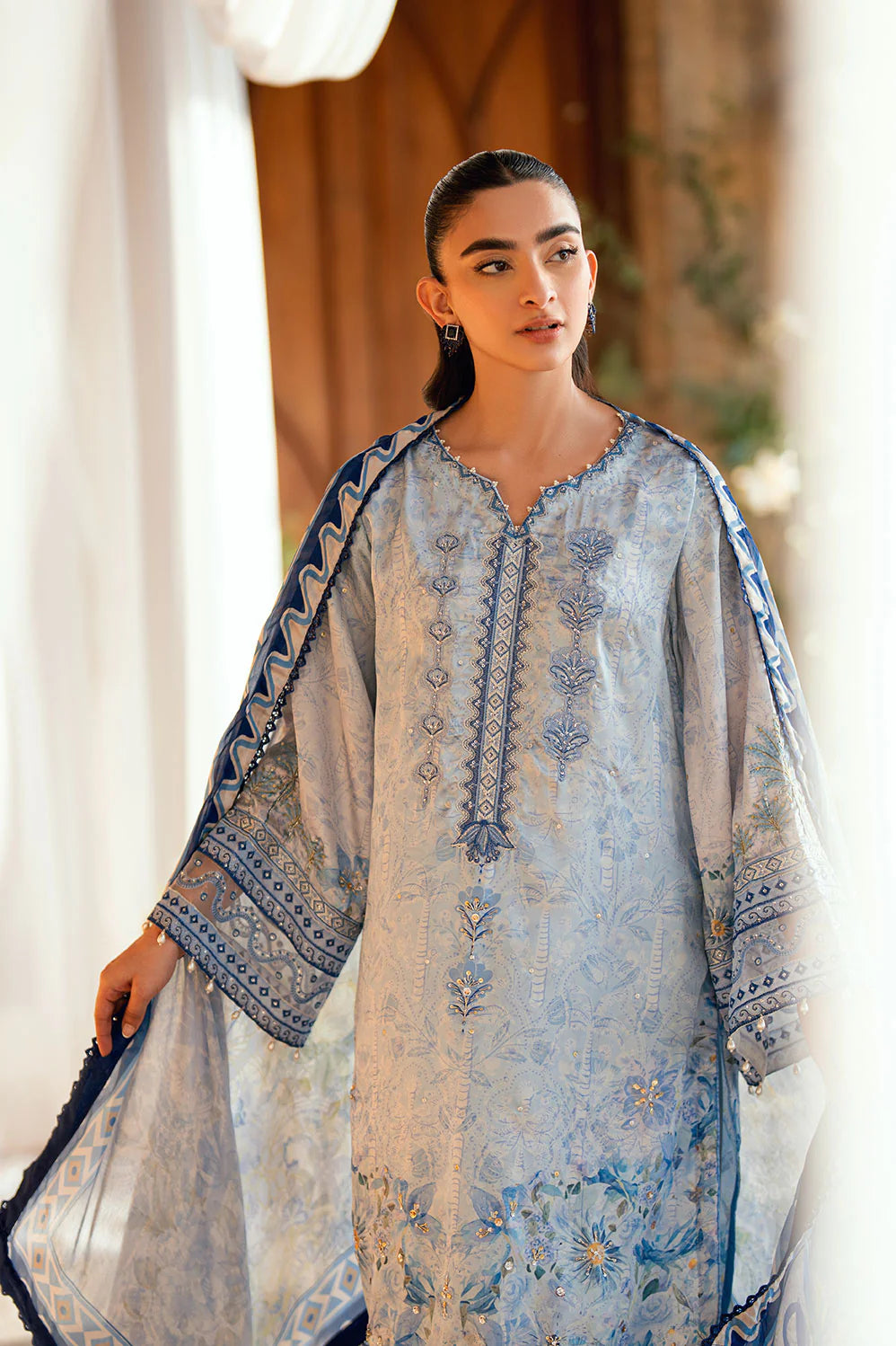 Sky Blue Hand Embellished Kurta Set