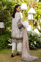 Beige Hand Embellished Silk Tunic Set
