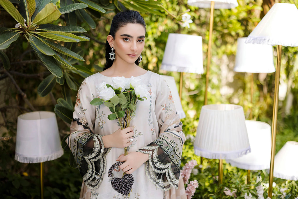 Beige Hand Embellished Silk Tunic Set