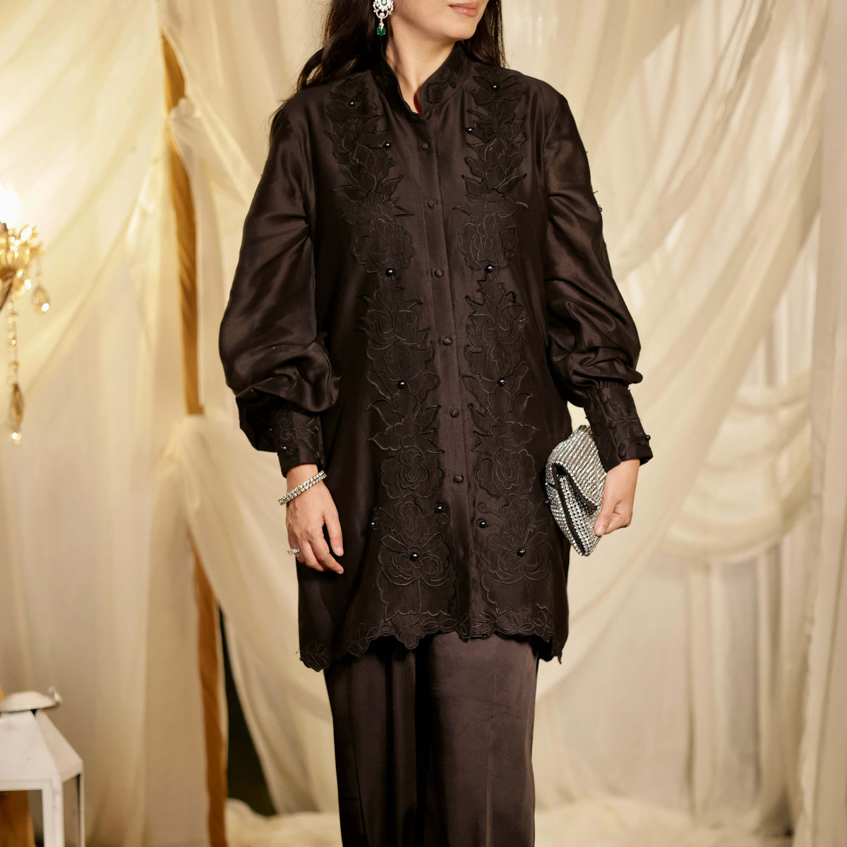 Noir Élan — The Chanderi Luxe Co-ord