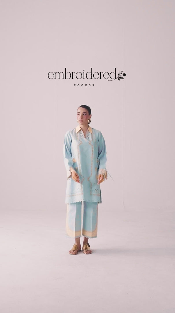 Powder Blue Self Jacquard 2-Piece Suit